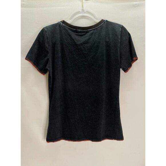Delila Texas Western Short Sleeve T-Shirt Black Studded Embroidered Size XS - Picture 5 of 5